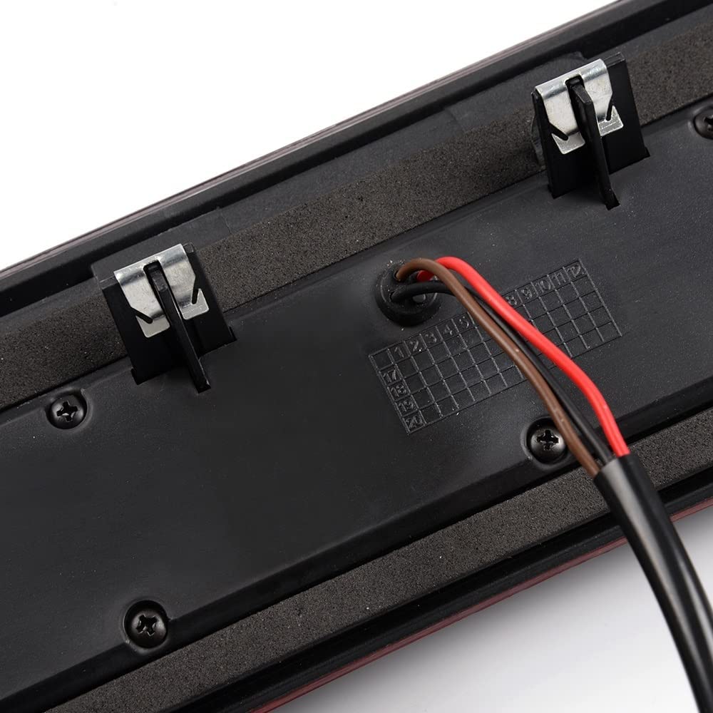 LED 3rd Brake Light, Compatible with 14-18 Silverado 1500 2500HD 3500 3500HD/14-18 GMC Sierra 1500 2500HD Third Brake Stop Lamp Light Clear&Red Lens Black Housing - Delicate Leather