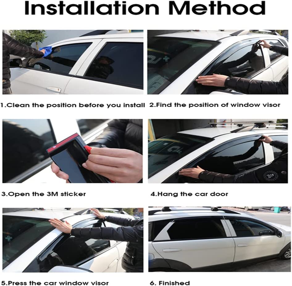Window Visors Rain Guards Deflector 4 PCS for 2014-2018 Silverado & Sierra 1500 2500HD 3500HD Crew Cab 94536
