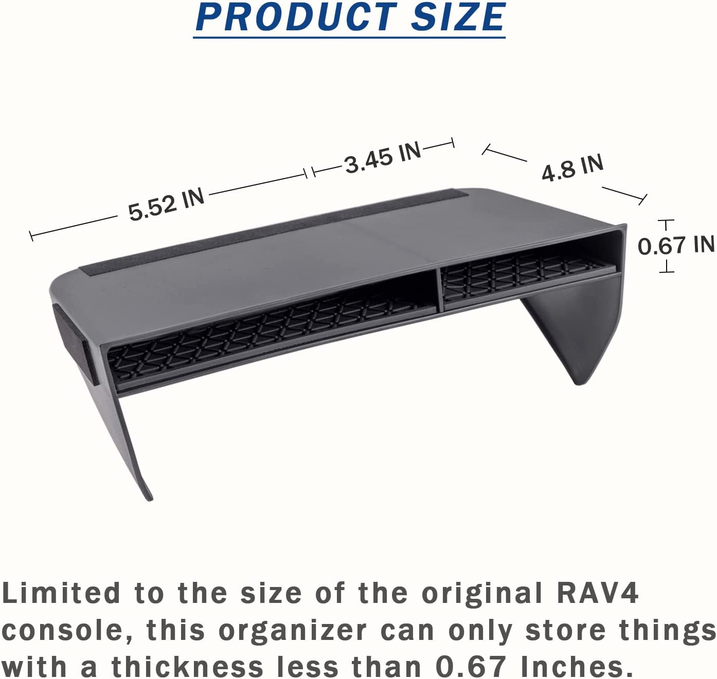 2024 Center Console Organizer Compatible with Rav4 2019-2023 Accessories, Black Insert Secondary Storage Box ABS Material Divider Phone Holder - Delicate Leather