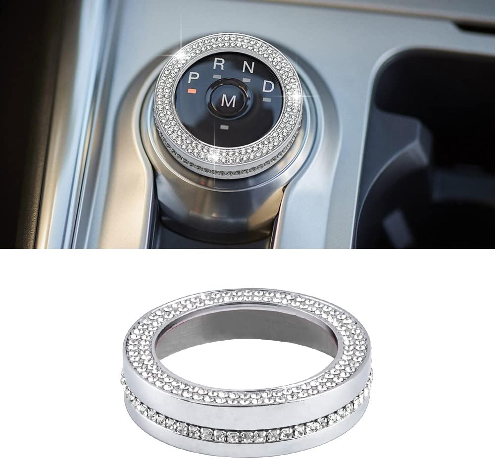 Ford Explorer Accessories Bling 2020 2021 2022 Crystal PRND Gear Shift Switch Knob Cover Auto Interior Decoration Trim Glitter Sticker Metal Decal Caps - Delicate Leather