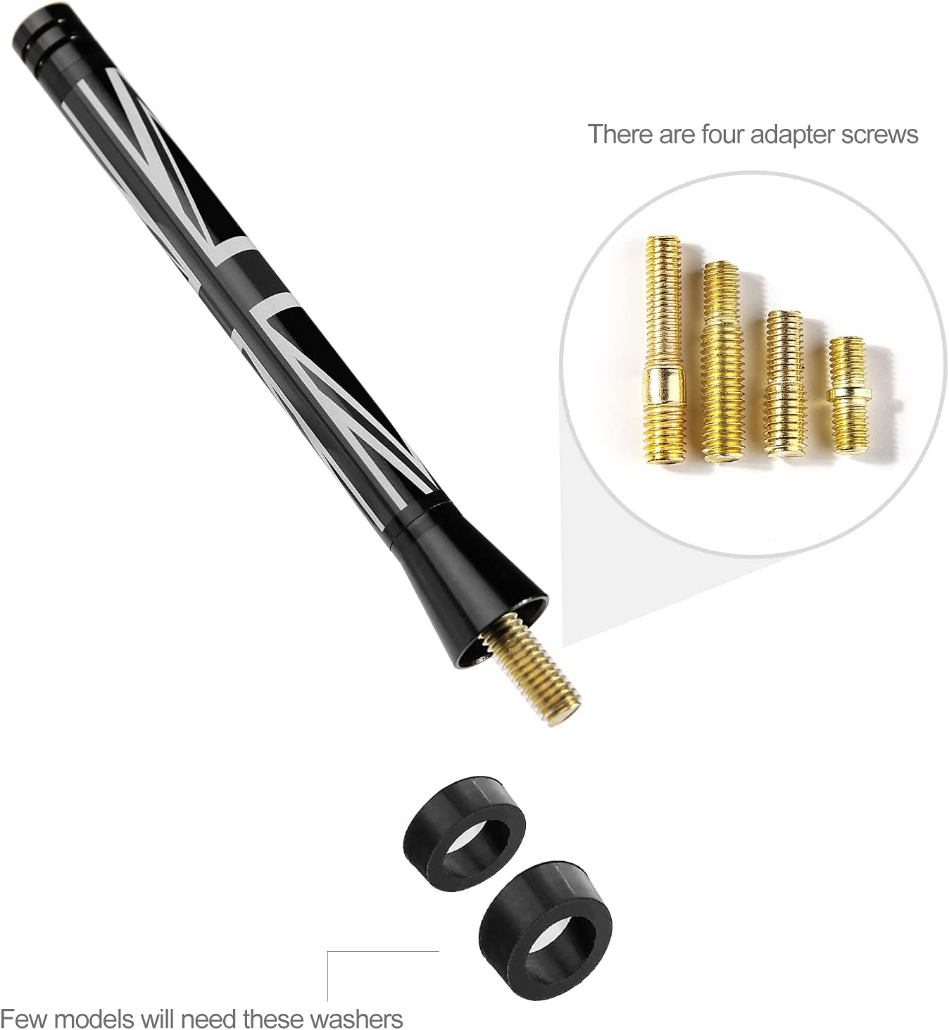 Antenna 4.2 Inch Union Jack UK Flag Short Antenna Compatible with Cooper All Models Cooper S JCW Hardtop 2/4 Door Convertible Countryman Clubman Roadster Peaceman - Delicate Leather