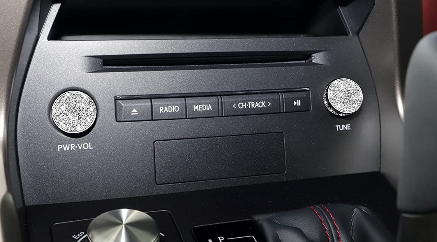 Bling Crystal Diamond Interior Multimedia Volume Audio knobs Accessory Compatible for NX 200 300 ES 200 250 350 ES:2014-2017, NX:2015-2020 - Delicate Leather