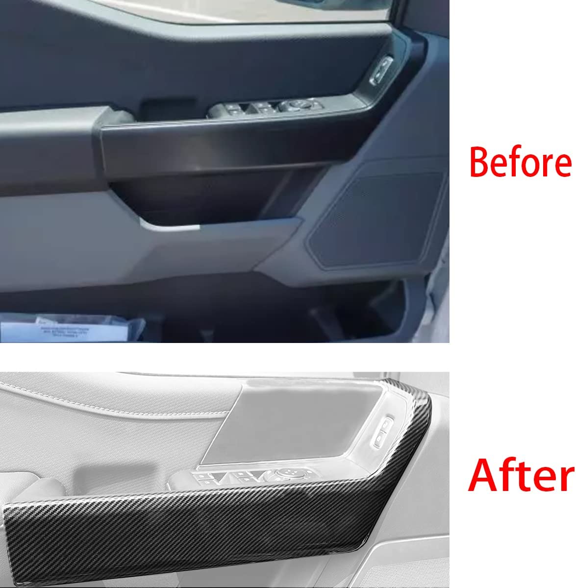 F150 2021 2022 ABS Carbon Fiber Front Inner Door Handles Cover Trim, 2pcs - Delicate Leather