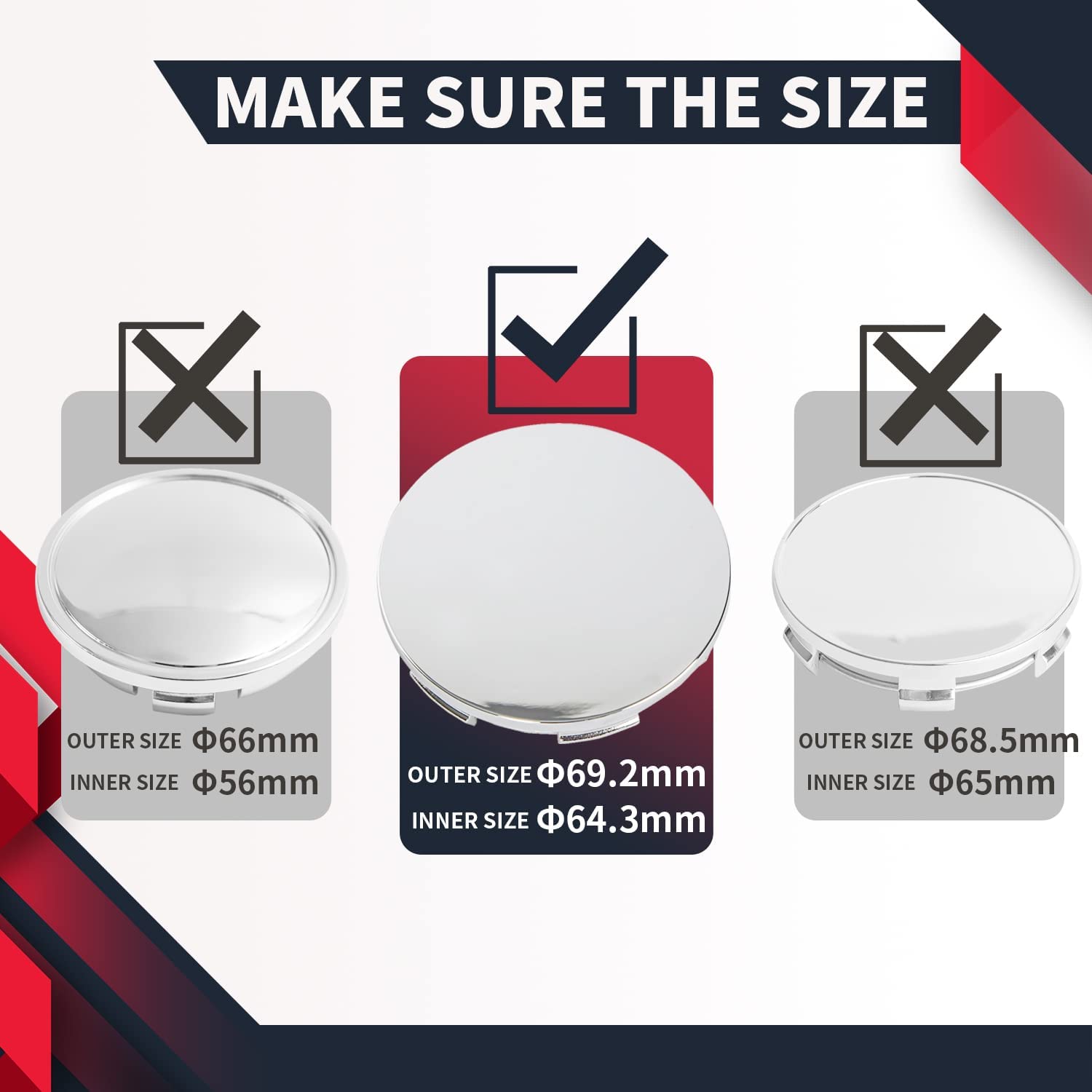 69MM Wheel Center Caps Compatible with 44732S9AA00 Rims Center Hub Caps Covers 2.7 Inch Wheel Caps (4 PCS) - Delicate Leather