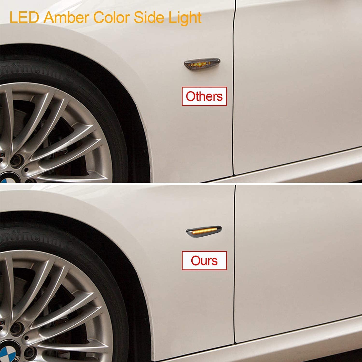 2-Pack Amber LED Side Marker Turn Signal Lights Smoke Lens Blinker Compatible with BMW E90 E91 E92 E93 E46 E53 E60 E61 X3 E83 X1 E84 E81 E82 E87 E88 - Delicate Leather