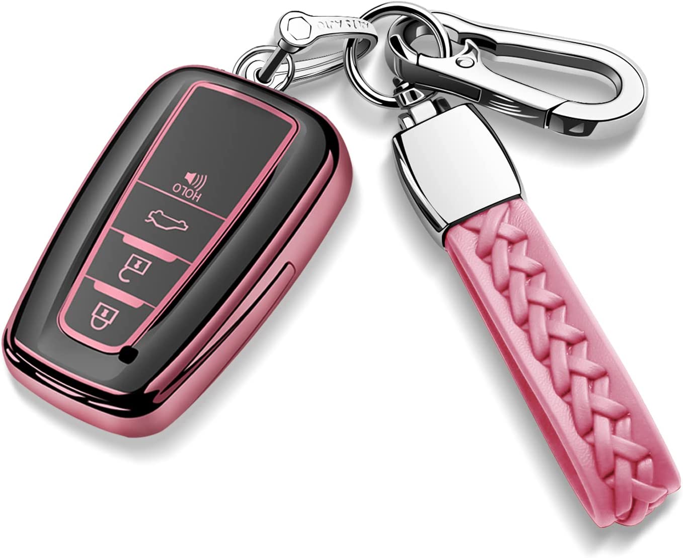 Key Fob Cover with Keychain Fit For 2018-2022 Camry Avalon C-HR Prius Corolla GT86