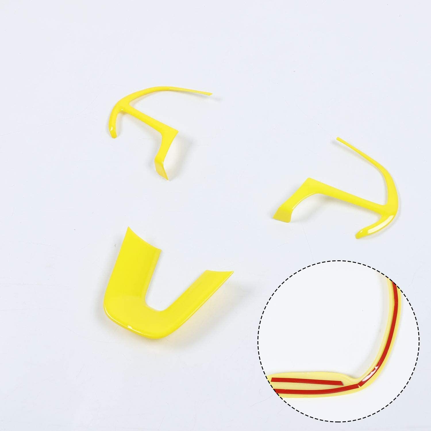 Steering Wheel Trim for 2015-2022 Challenger Charger, for 2014-2022 Dodge Durango for Grand Cherokee SRT8, ABS Yellow 4pcs - Delicate Leather