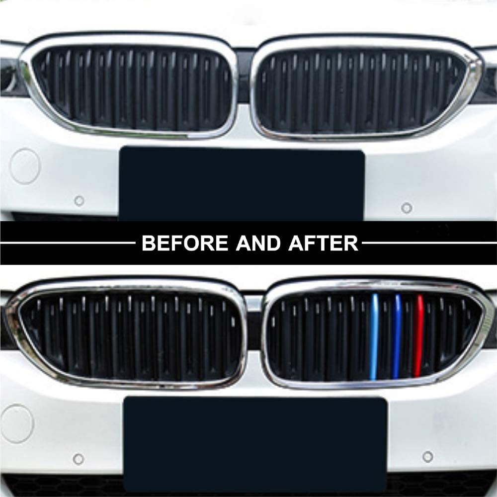 M-Colored Stripe Grille Insert Trims Compatible with 2017-up G30 G31 5 Series 520i 530i 540i 550i 9-Beam Kidney Grille - Delicate Leather