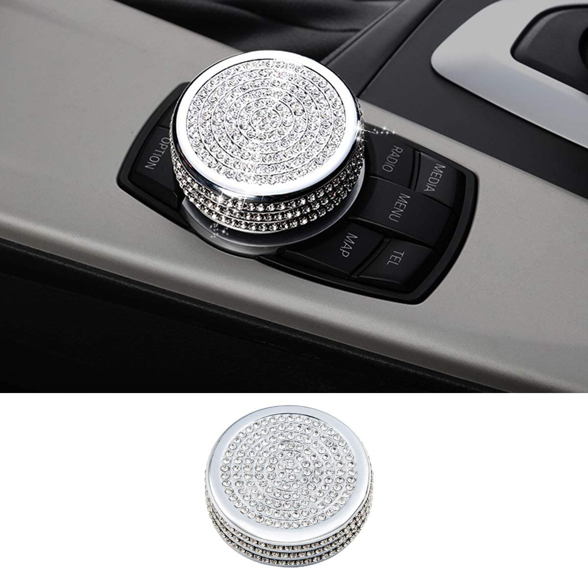 Bling Media iDrive Control Interior Sticker Cover Accessory Compatible - Delicate Leather
