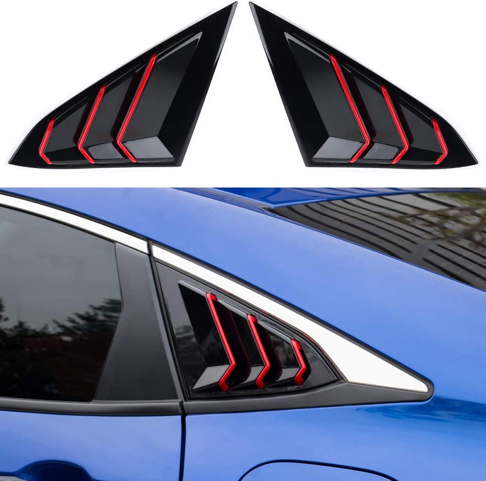 10th Gen Civic Rear Side Window Louvers Racing Style Triangular Window Glass Blinds Compatible with Civic Sedan 2021 2020 2019 2018 2017 2016 - Delicate Leather