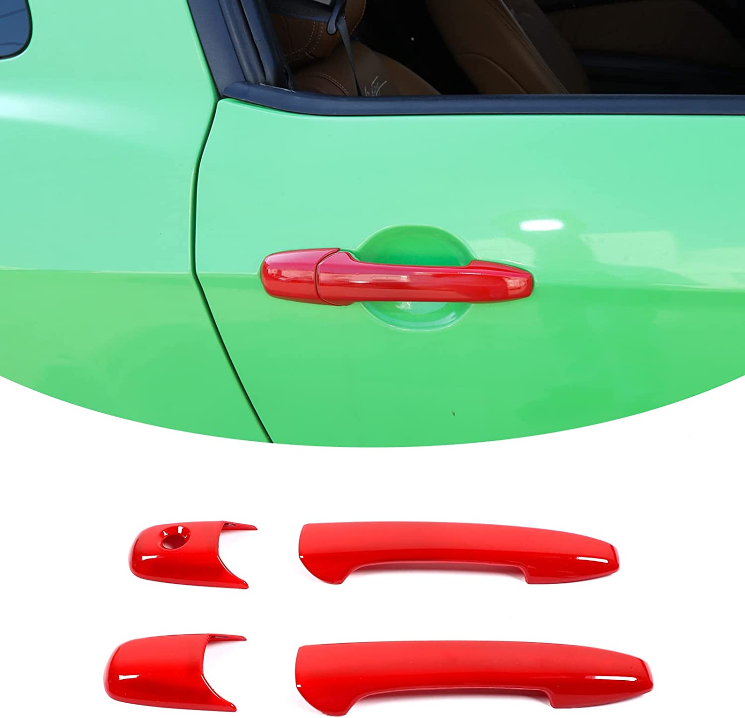 Door Handle Trim Cover ABS Exterior Decoration Accessories for 2004-2014 Mustang, 4PCS - Delicate Leather