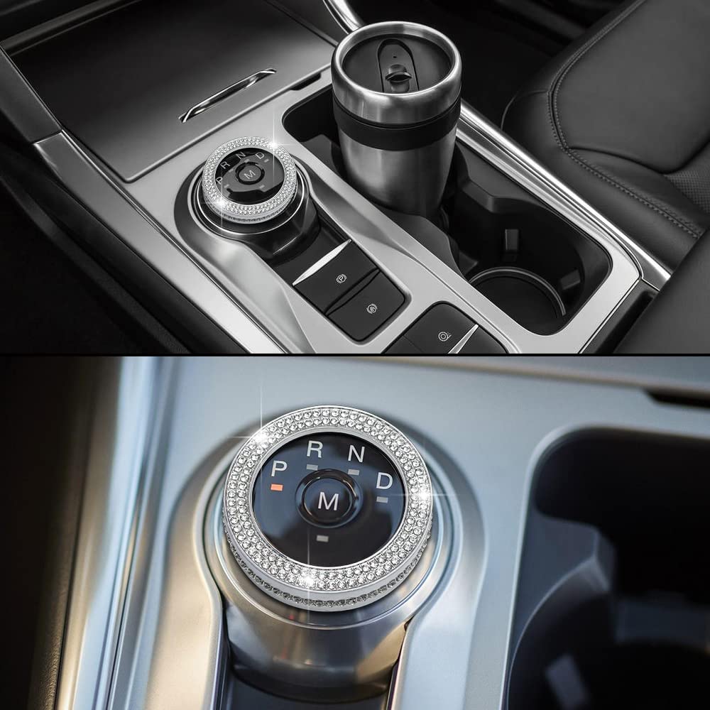 Ford Explorer Accessories Bling 2020 2021 2022 Crystal PRND Gear Shift Switch Knob Cover Auto Interior Decoration Trim Glitter Sticker Metal Decal Caps - Delicate Leather