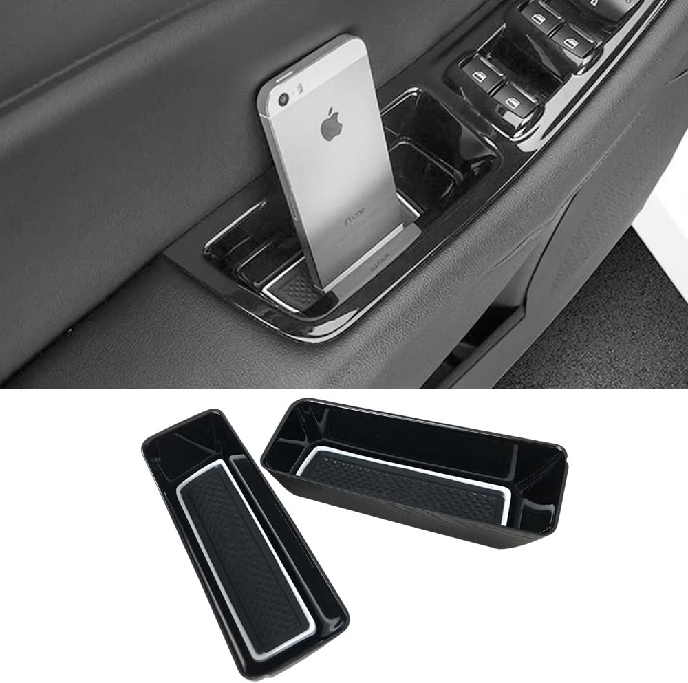 Front Row Door Side Storage Box Compatible with Ford Edge 2015 2016 2017 2018 2019 2020 Armrest Phone Container Door Organizer Handle Pocket ABS Tray Insert Glove Pallet - Delicate Leather