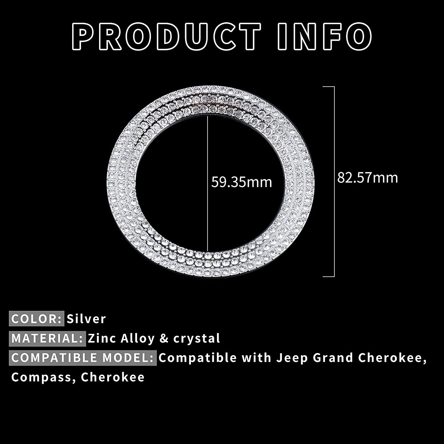 Bling Car Accessories for Women Compatible with Steering Wheel, Rhinestone Diamond Car Decorations Interior Decal Sticker Fit for Cherokee Compass Renegade Gladiator - Delicate Leather