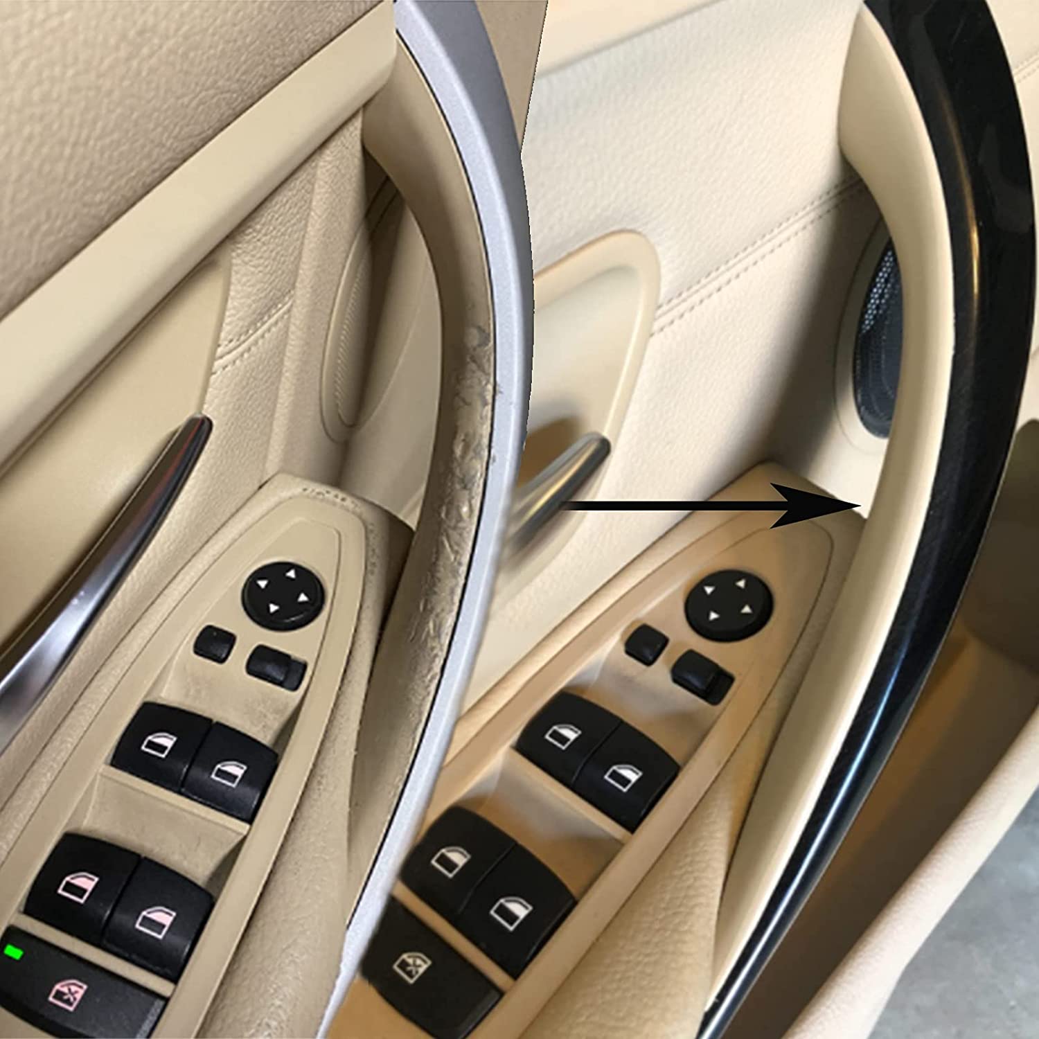 Front Interior Door Pull Handles Grab Bracket Trim Set Compatible with BMW 3 Series 4 Series 320,328,330,335,M3 2012-2018 and 428, 435,M4 2014-2017 Replace 51417279311 - Delicate Leather