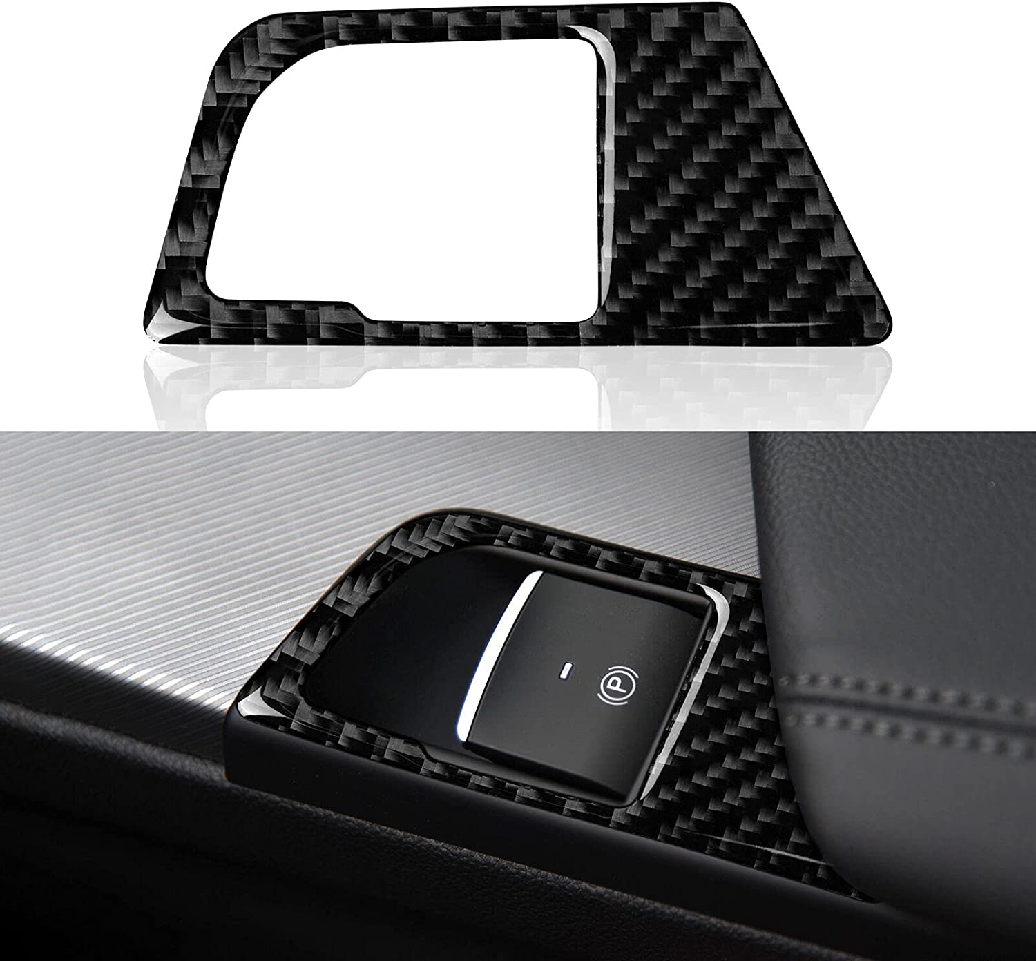 Car Electronic Handbrake Cover Trim Carbon Fiber Sticker Decal fits for Giulia 2017 2018 2019 Car Accessories - Delicate Leather