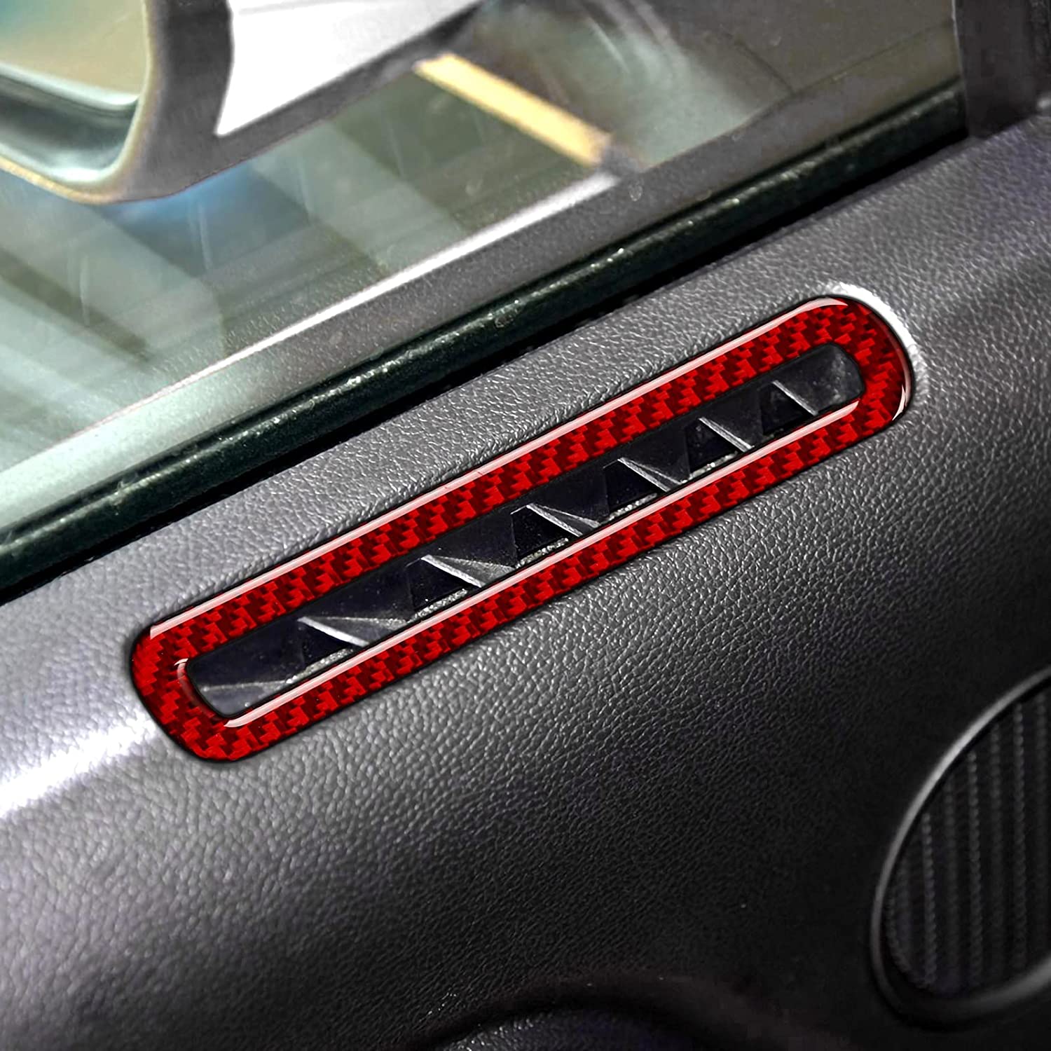 Carbon Fiber Car Door Air Conditioner Outlet Vent Sticker Decal Interior Trim Cover for Mustang 2015 2016 2017 2018 2019 2020 Accessories - Delicate Leather
