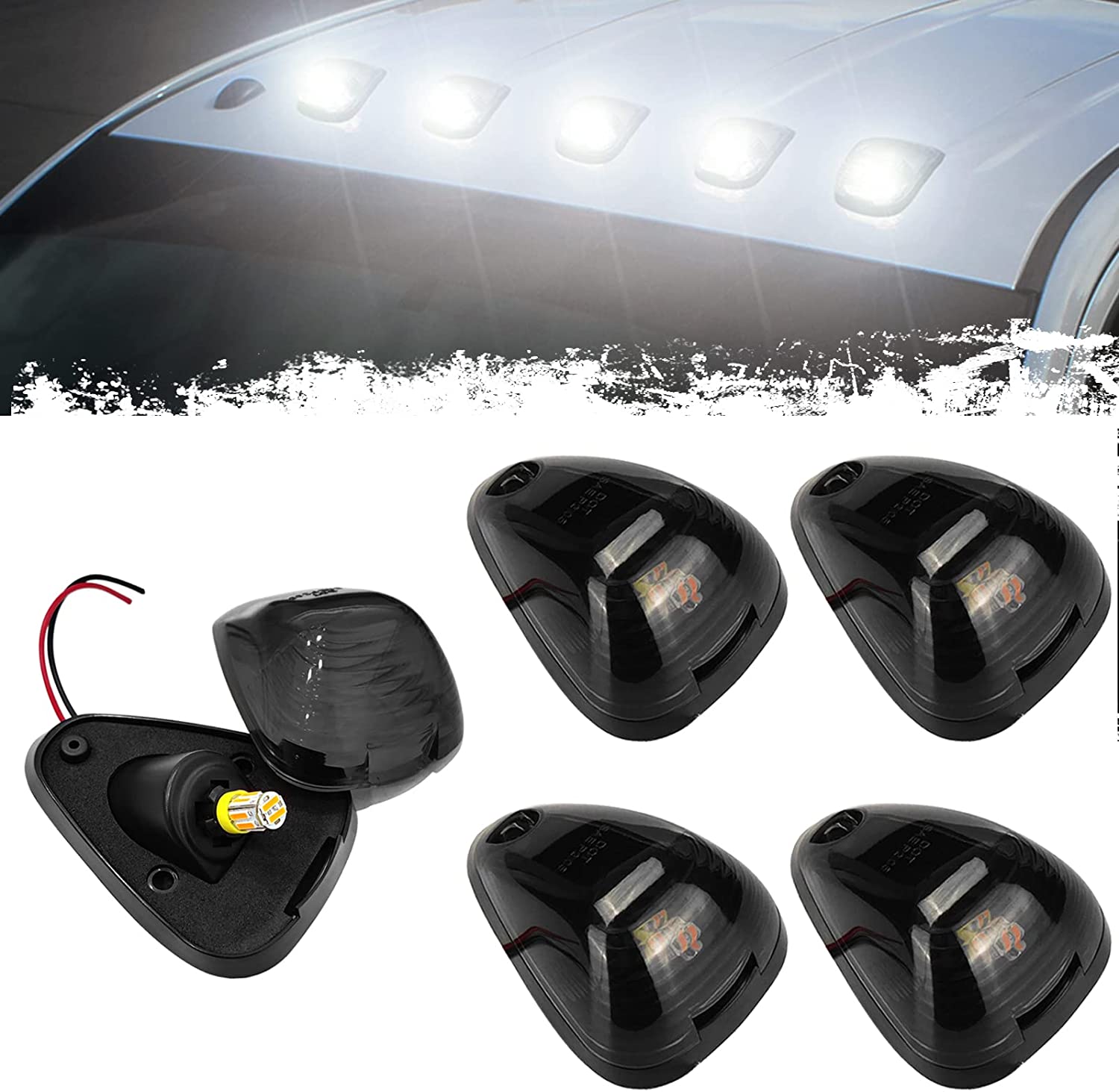 Cab Roof Marker Lights 10 LED Amber Top Clearance Running Lights Super Duty Pickup Trucks SUV - Delicate Leather