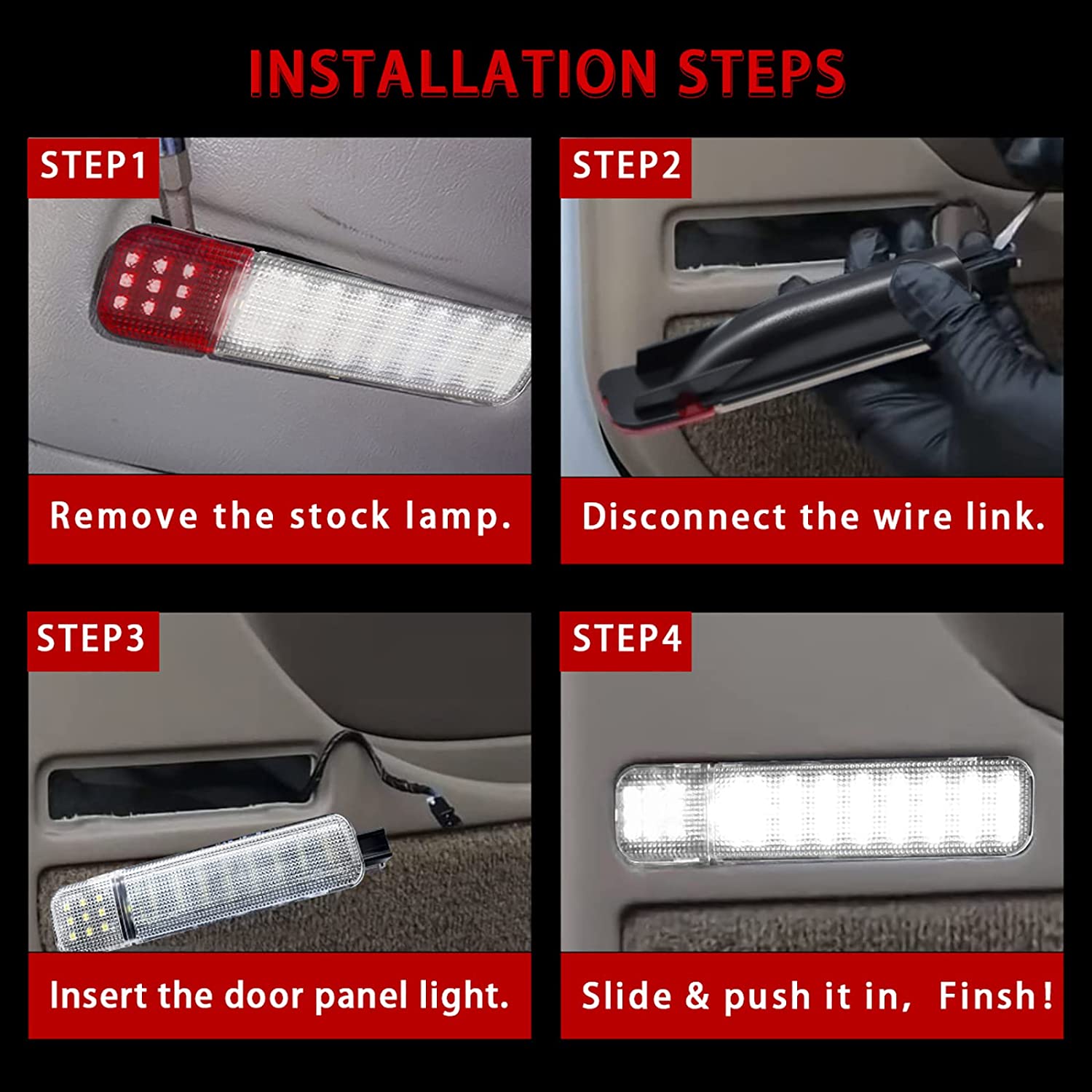 LED Interior Door Light Door Panel Courtesy Light Warning Light Lamp Fits for 2007 Sierra Classic 1500 2500 3500, 1996-2000 /K 1500 2500 Suburban - Delicate Leather
