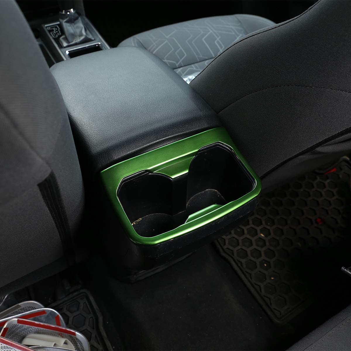 Car ABS Inner Look Interior Rear Seat Armrest Cup Holder Cover Trim Stickers - Delicate Leather