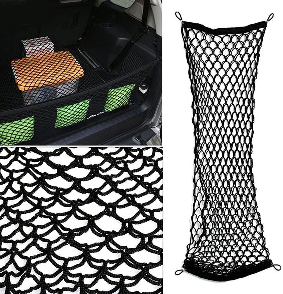 Car Rear Cargo Net, Universal Adjustable Elastic Trunk Cargo Storage Organizer Net Compatible for SUV, Truck, Storage 43.3’’ x 15.7’’ - Delicate Leather