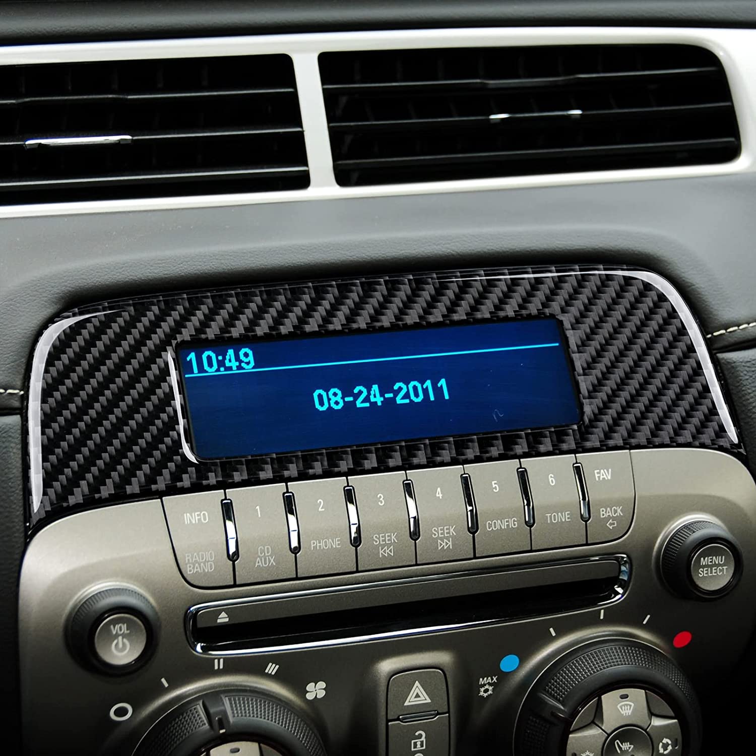 Car Central Control CD Panel Sticker Decal Carbon Fiber Interior Trim Cover - Delicate Leather