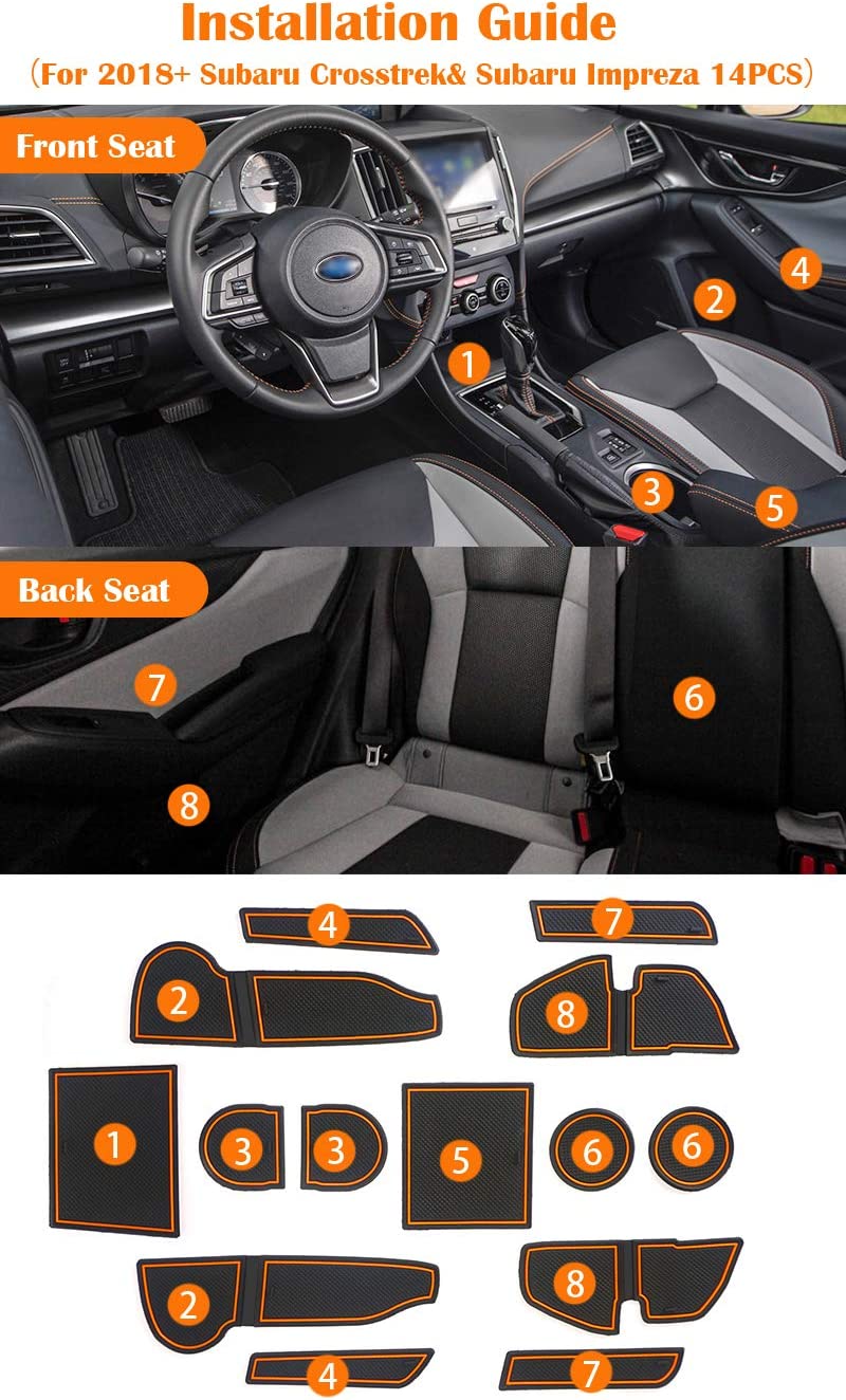 Anti-dust Door Mats Compatible with Crosstrek and 2018-2023 Impreza Gate Door Liners Inserts Cup Console Mats Interior Accessories - Delicate Leather