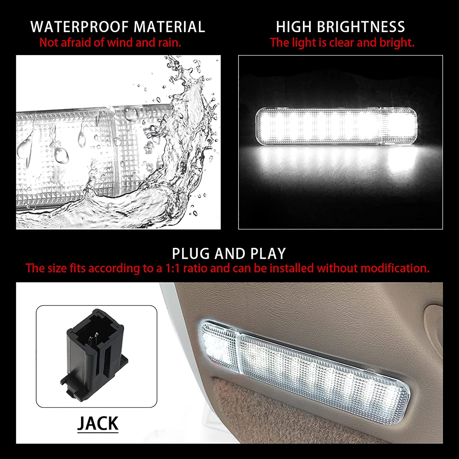 LED Interior Door Light Door Panel Courtesy Light Warning Light Lamp Fits for 2007 Sierra Classic 1500 2500 3500, 1996-2000 /K 1500 2500 Suburban - Delicate Leather