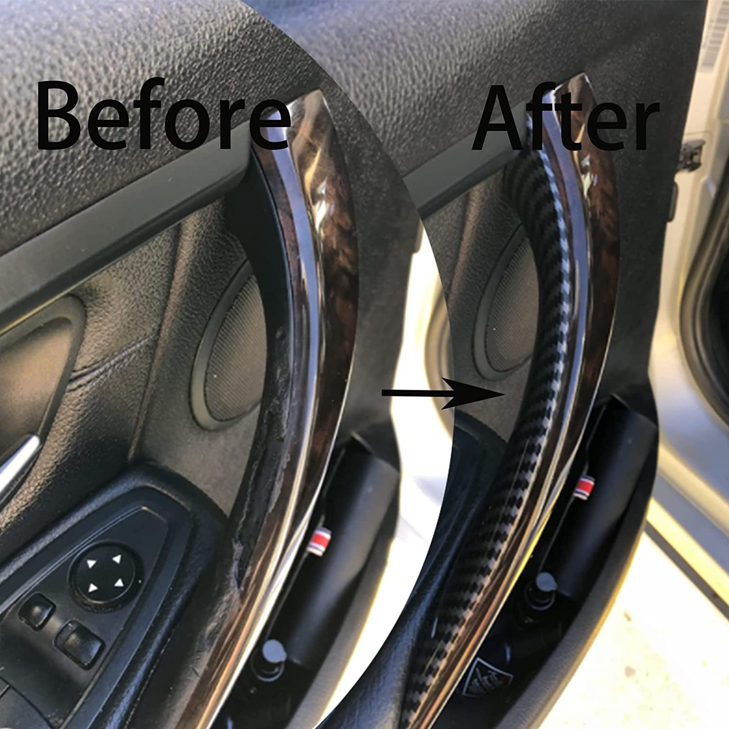 Front Interior Inner Inside Door Pull Handle Grab Cover Trim Compatible with BMW 320,328,330,335,M3 F30/F31/F34/F80 2012-2018 and 428, 435,M4 F32/F33/F36/F82/F83 2014-2017 Replace 51417279311 - Delicate Leather