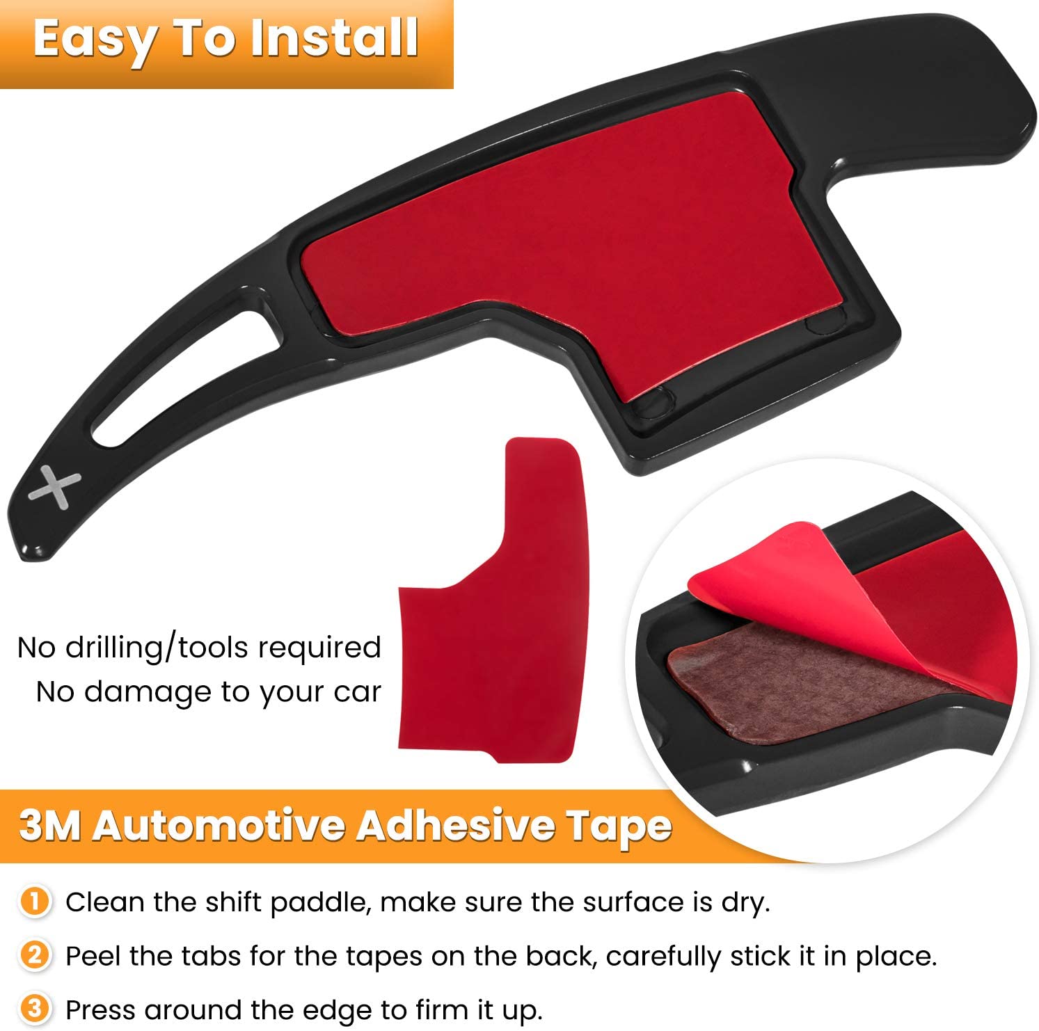Steering Wheel Shift Paddle Extended Shifter Trim Cover for Ford Mustang 2015 2016 2017 2018 2019 2020 2021 Interior Decoration Accessories Aluminum Alloy - Delicate Leather