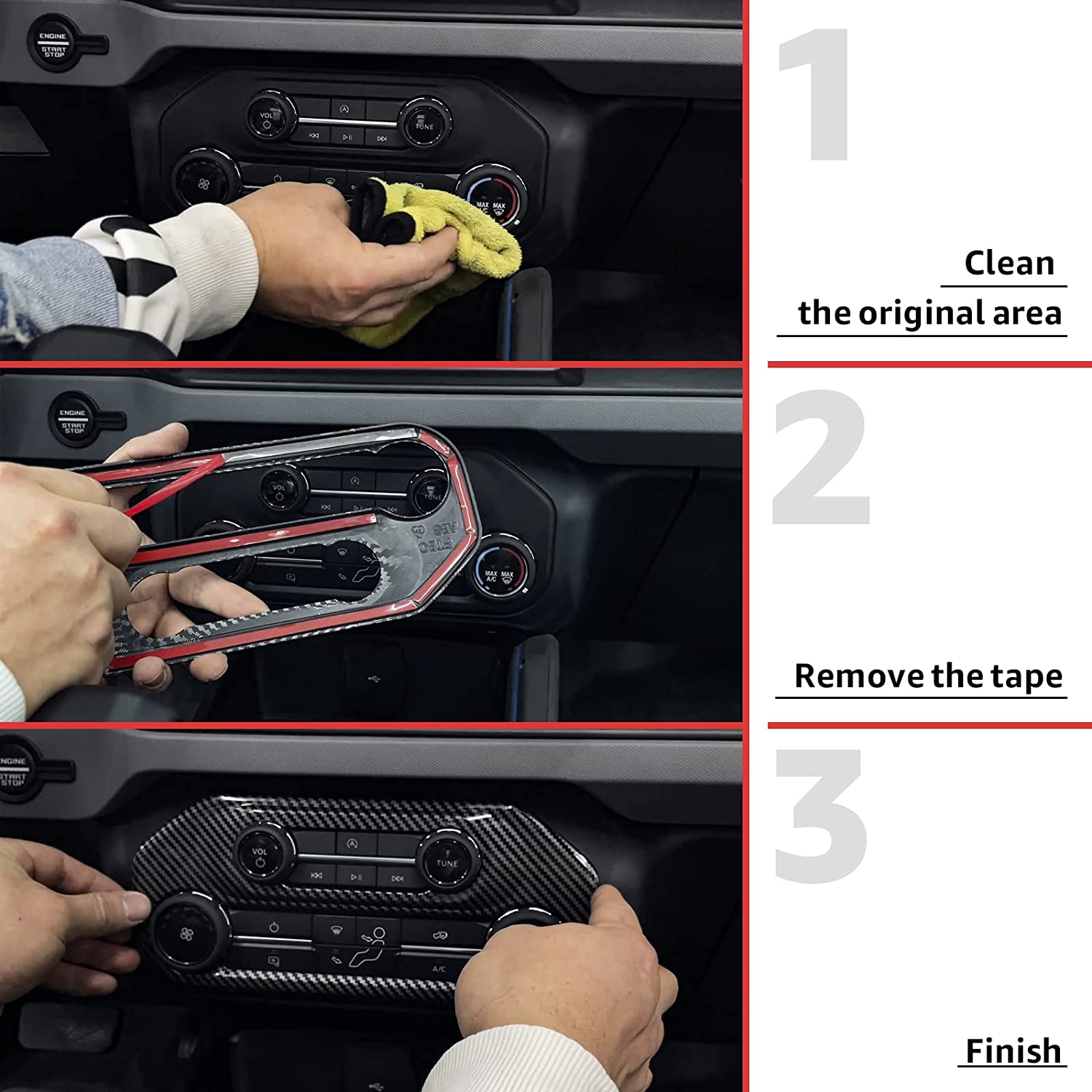 Center Control Panel Trim for 2021 2022 Bronco Air Conditioner Decoration Cover Plate Interior Accessories Sticker - Delicate Leather