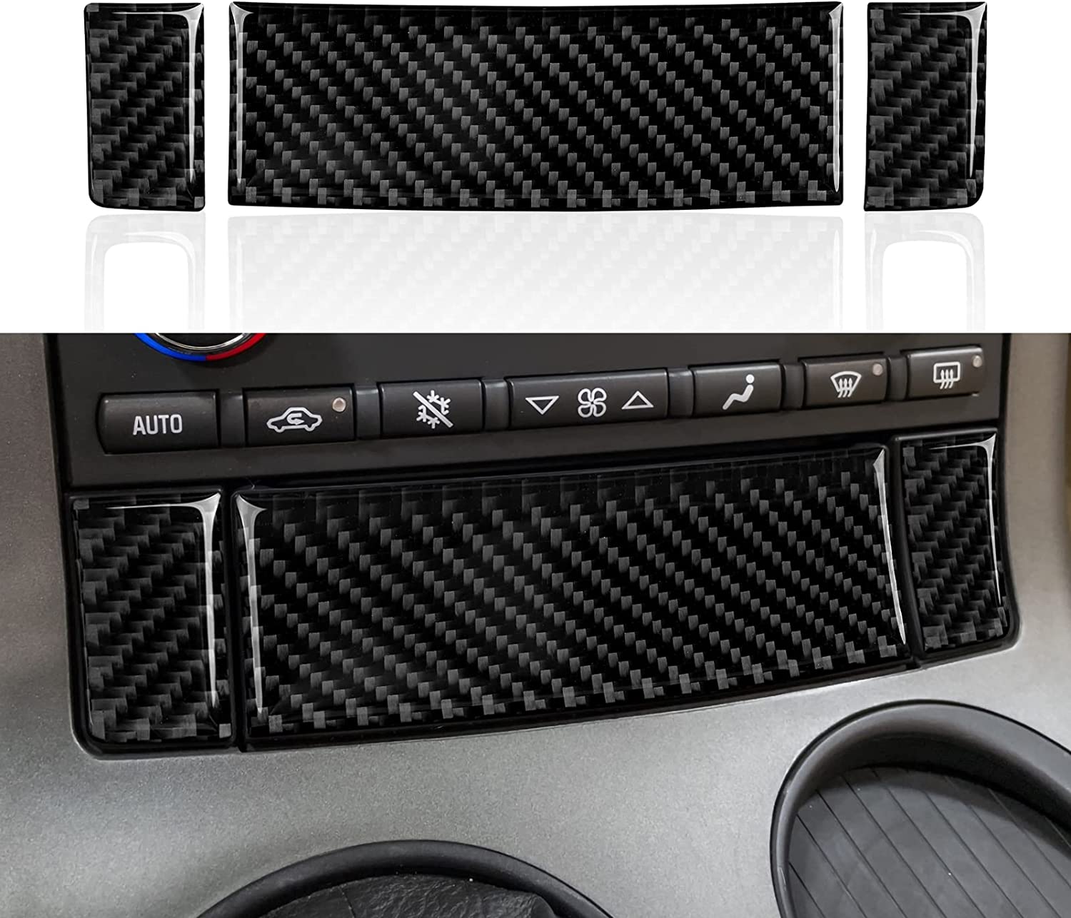 Car Center Storage Seat Heating Button Cover Carbon Fiber Interior Trim Decal Compatible with C6 2005 2006 2007 2008 2009 2010 2011 2012 2013 Accessories - Delicate Leather