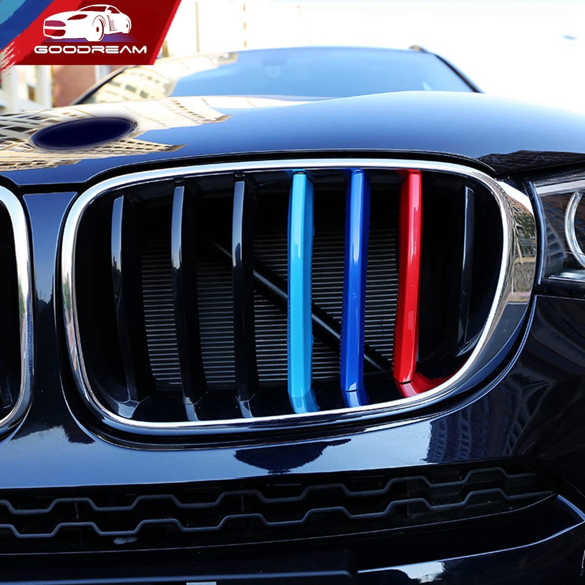 Exact Fit ///M-Colored Grille Insert Trims Compatible with F25 X3 2011-2017 or F26 X4 2014-2017 Accessories for w/Standard Kidney Grille (7 Beams) - Delicate Leather