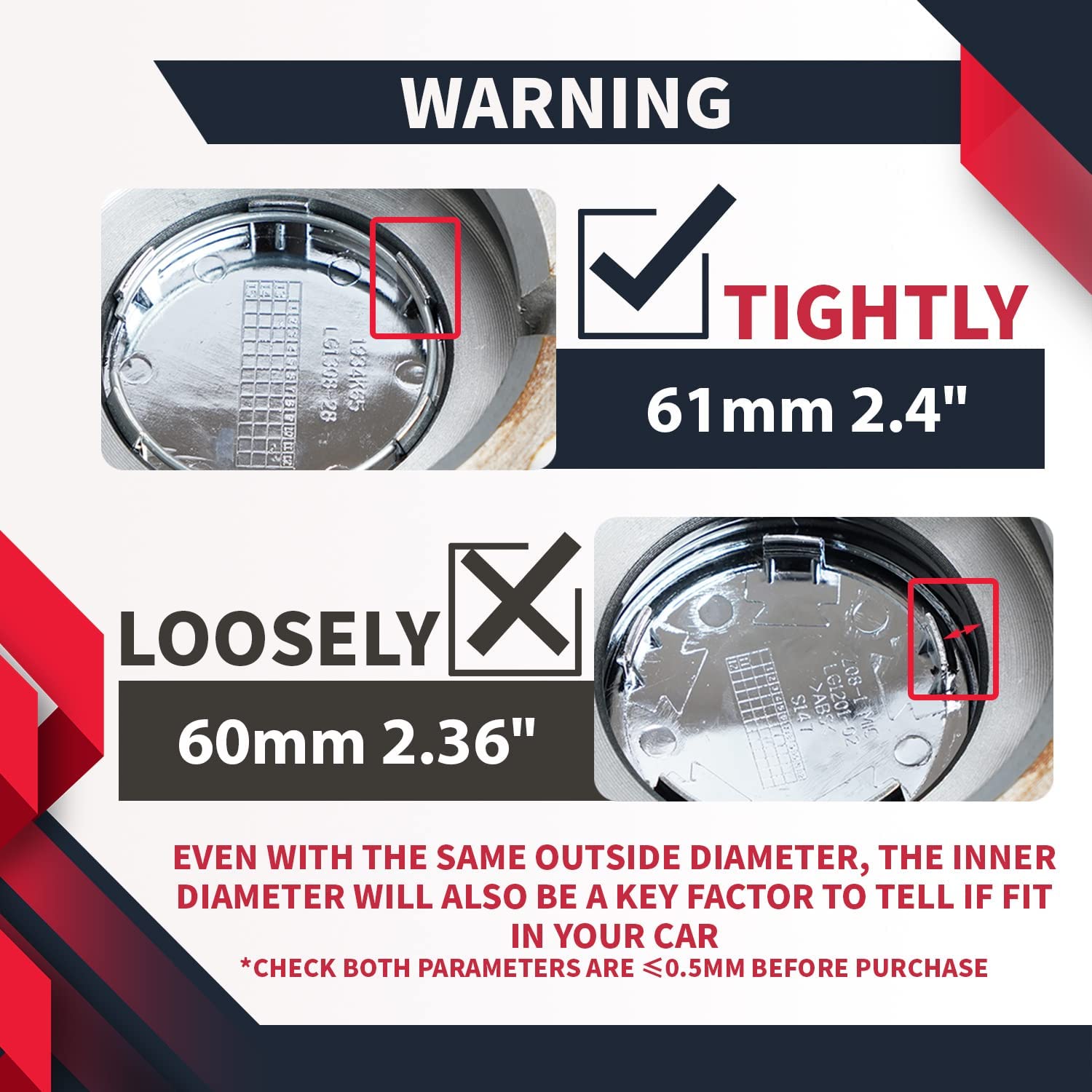 69MM Wheel Center Caps Compatible with 44732S9AA00 Rims Center Hub Caps Covers 2.7 Inch Wheel Caps (4 PCS) - Delicate Leather