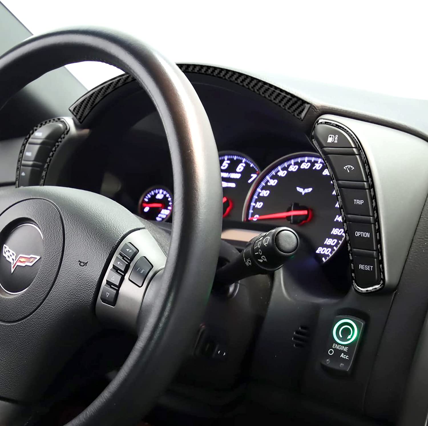 Car Speedometer Frame Sticker Decal Carbon Fiber Interior Trim Cover for C6 2005 2006 2007 Car Accessories - Delicate Leather