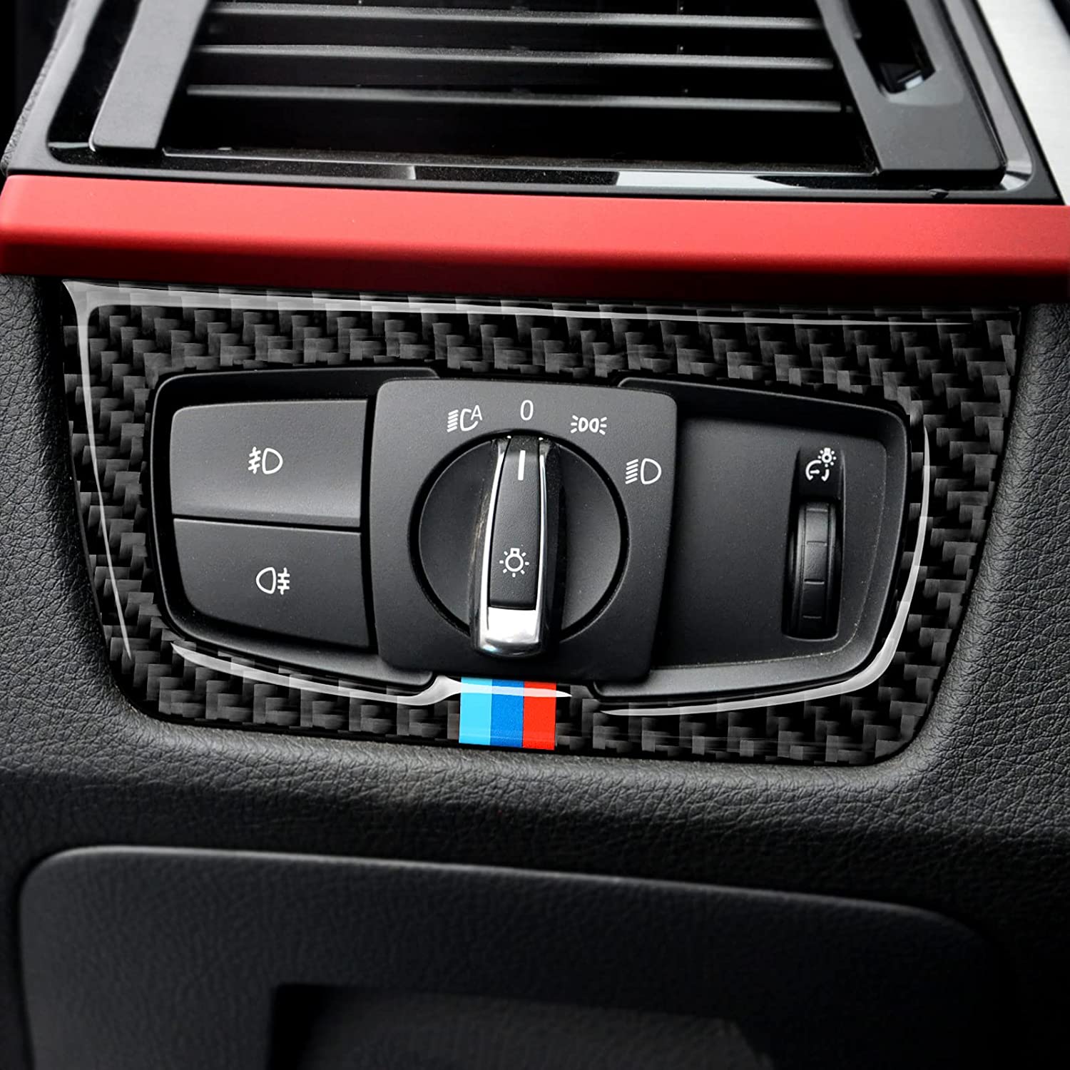 Car Headlight Switch Sticker Decal Carbon Fiber Trim Cover fits for F30 F31 F34 3GT F32 F33 F36 2012 2013 2014 2015 2016 2017 2018 2019 Accessories - Delicate Leather