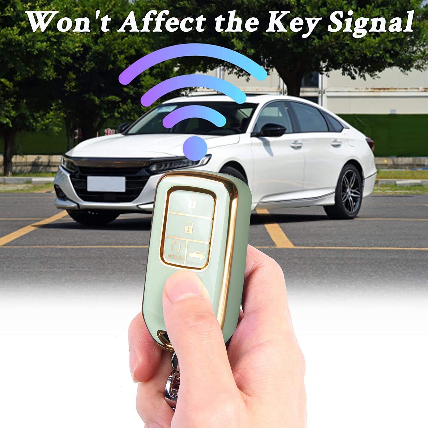 Honda Key Fob Cover - Key Fob Case Shell Cover Holder for Honda Accord Civic CRV Pilot Odyssey Soft TPU Full Cover Protection Smart Key Keyless Remote Key Fob Cover for Honda - Delicate Leather