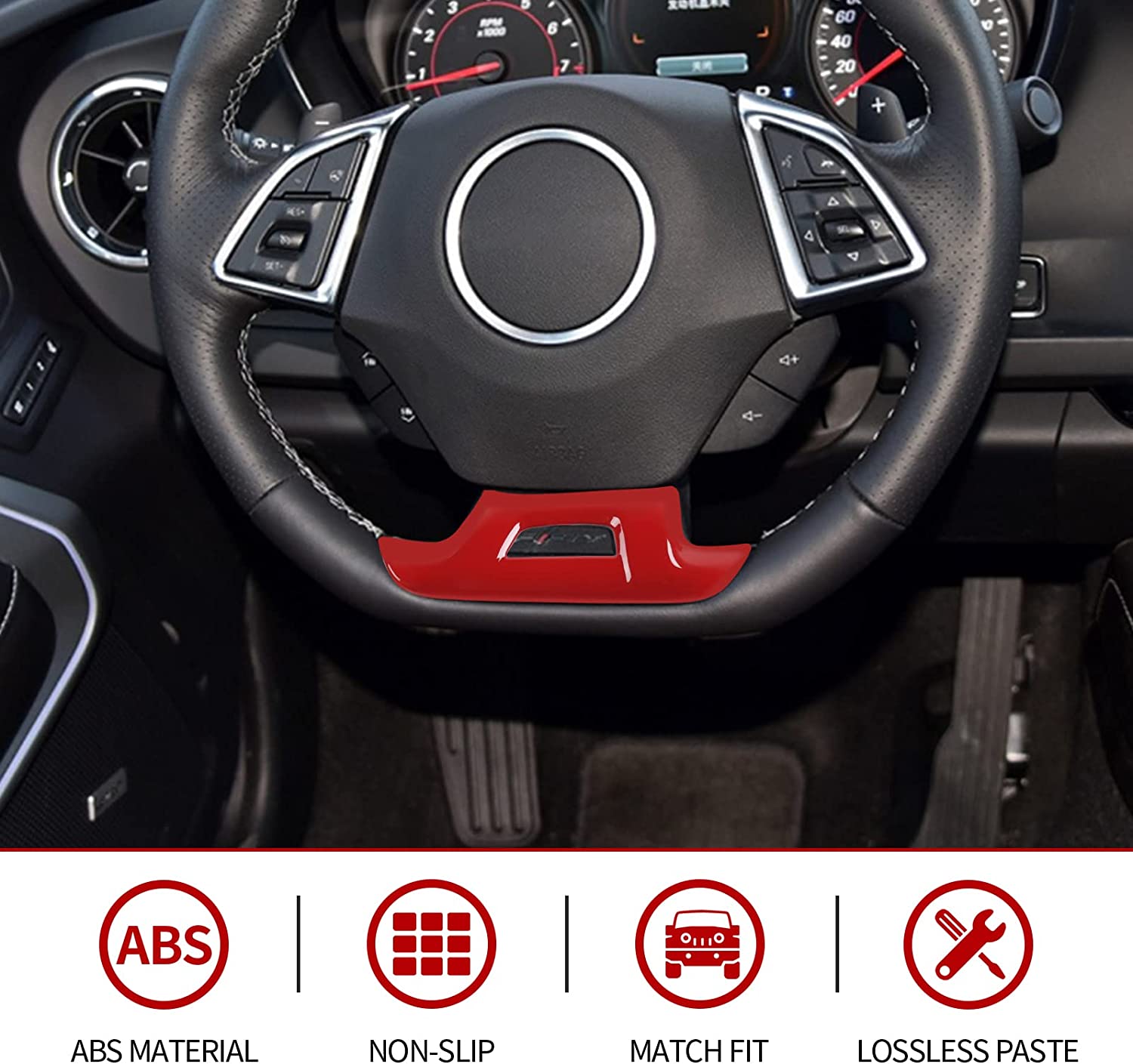 Steering Wheel Trim Decoration Cover Interior Accessories for Camaro 2017-2022 - Delicate Leather