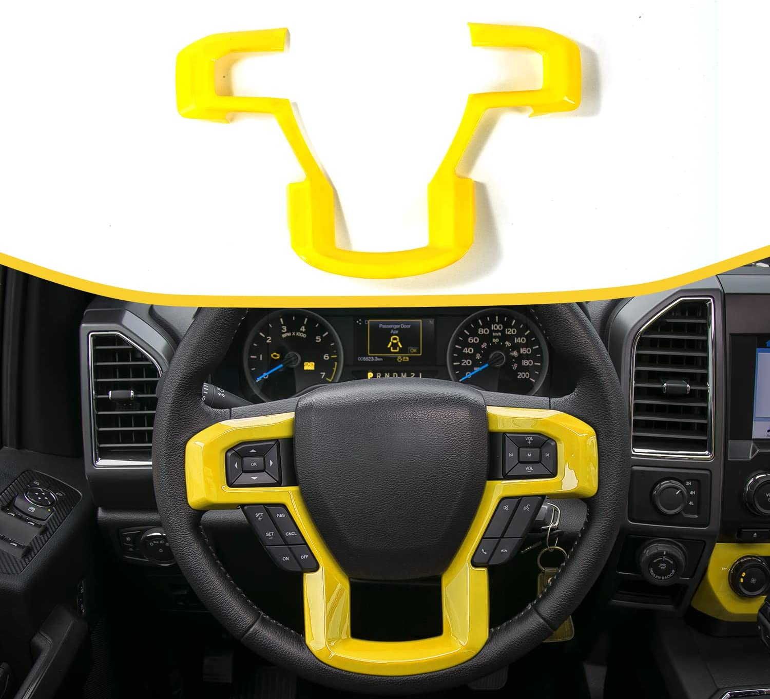 Steering Wheel Decoration Cover Frame Trim for 2015 2016 2017 2018 2019 2020 F150 F250 F350 Super Duty - Delicate Leather