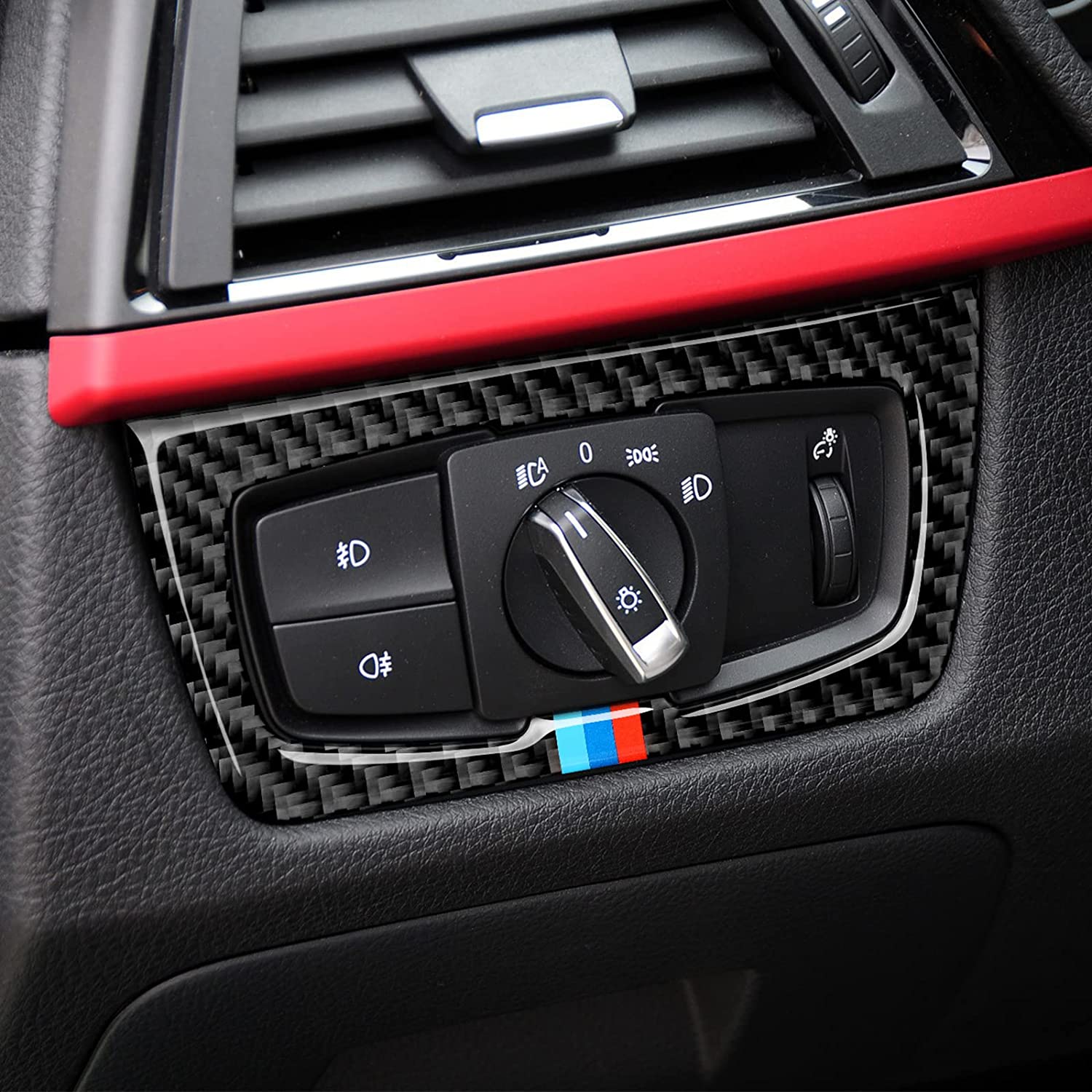 Car Headlight Switch Sticker Decal Carbon Fiber Trim Cover fits for F30 F31 F34 3GT F32 F33 F36 2012 2013 2014 2015 2016 2017 2018 2019 Accessories - Delicate Leather