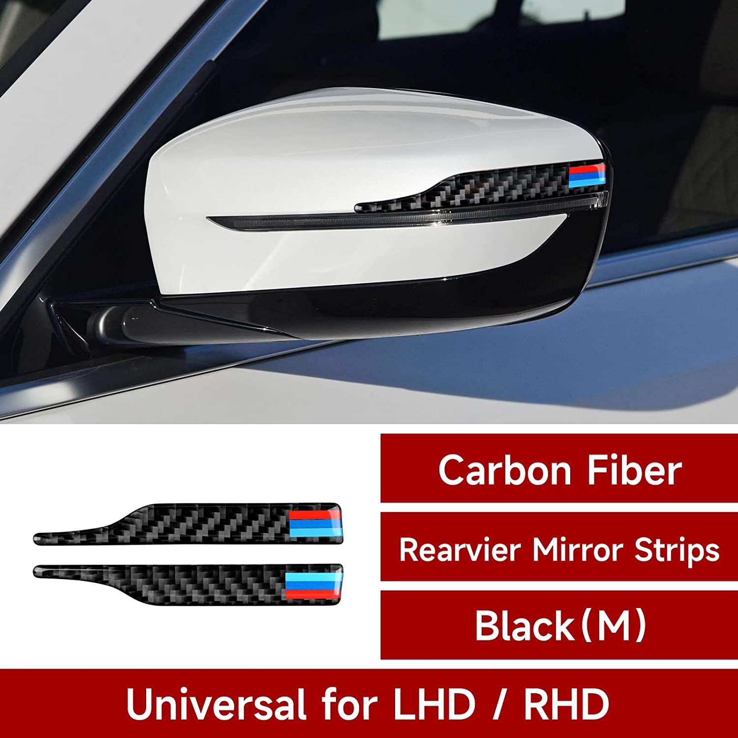 2PCS Universal Rearview Mirror Protector Sticker Anti Collision Strips Carbon Fiber Decal Trim Compatible with BMW 1 2 3 4 5 6 7 Series X1 X2 X3 X4 X5 X6 Accessories - Delicate Leather