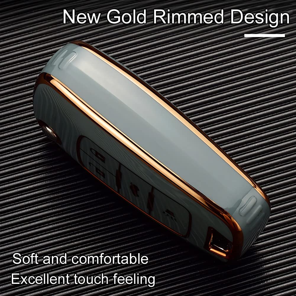 Chevy Key Fob Cover, Premium TPU Full Protection Key Fob Case for Chevrolet Equinox Camaro Cruze Malibu Sonic Buick Terrain - Delicate Leather