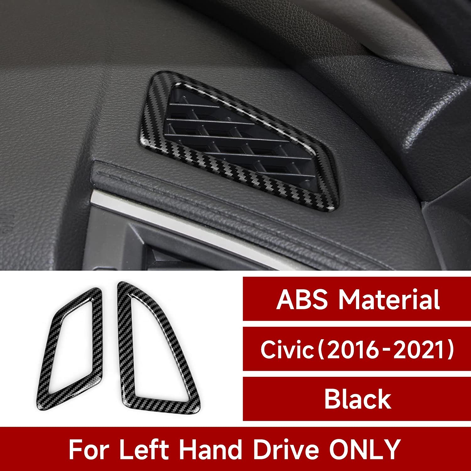 Air Vent Outlet Decals Compatible with 2016 2017 2018 2019 2020 2021 Civic 10th Gen Accessories ABS Carbon Fiber Interior Sticker - Delicate Leather
