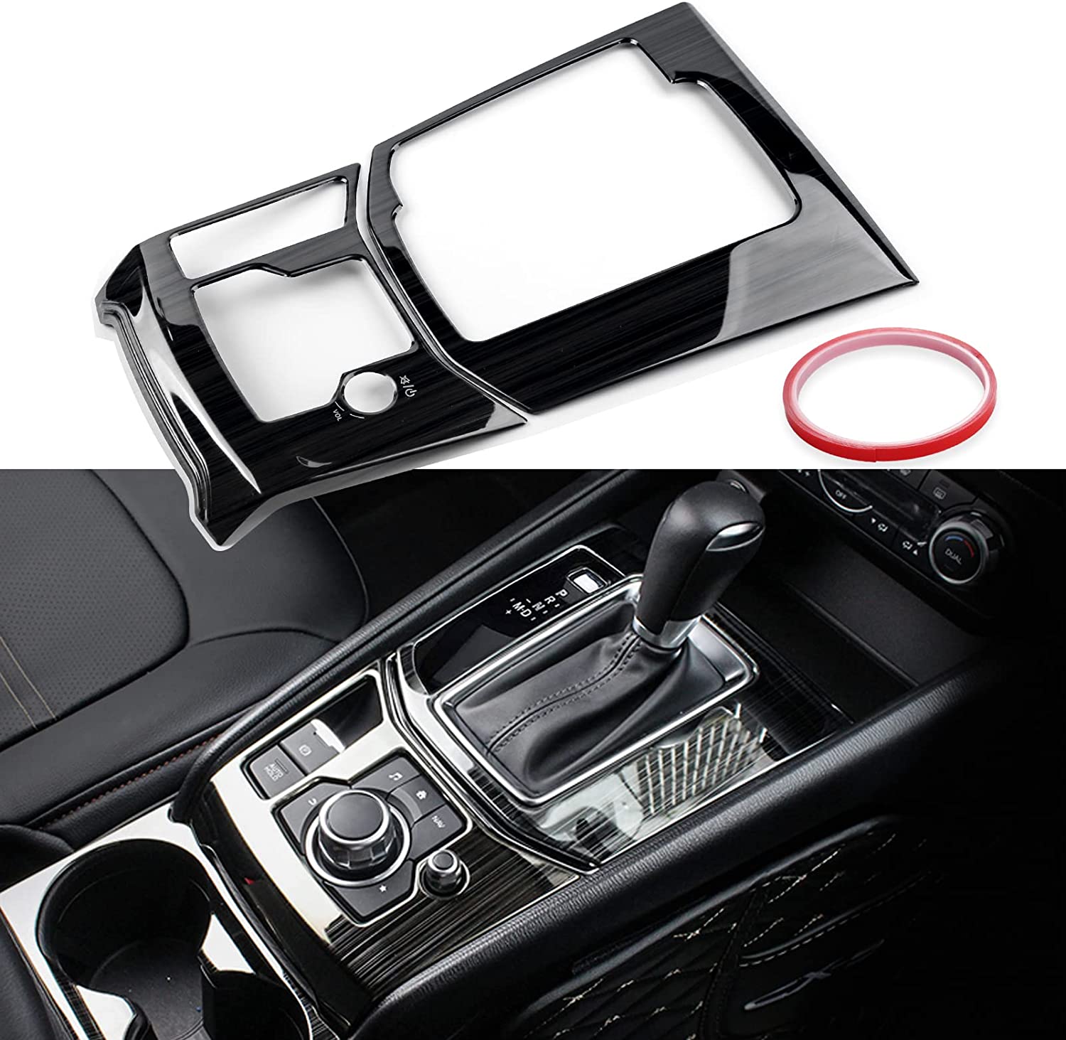 2 PCS Compatible with Mazda CX-5 2023 2022 2021 2020 2019 2018 2017 Accessories Car Gear Panel Cover Trims Frame Gear Shift Knob Center Consoles for Left Side Drive Car - Delicate Leather