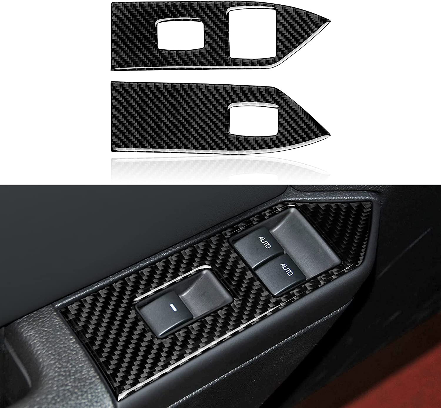 Carbon Fiber Sticker Decal Car Window Lift Switch Cover Interior Trim Cover for Mustang GT 2005 2006 2007 2008 2009 S197 Accessories - Delicate Leather