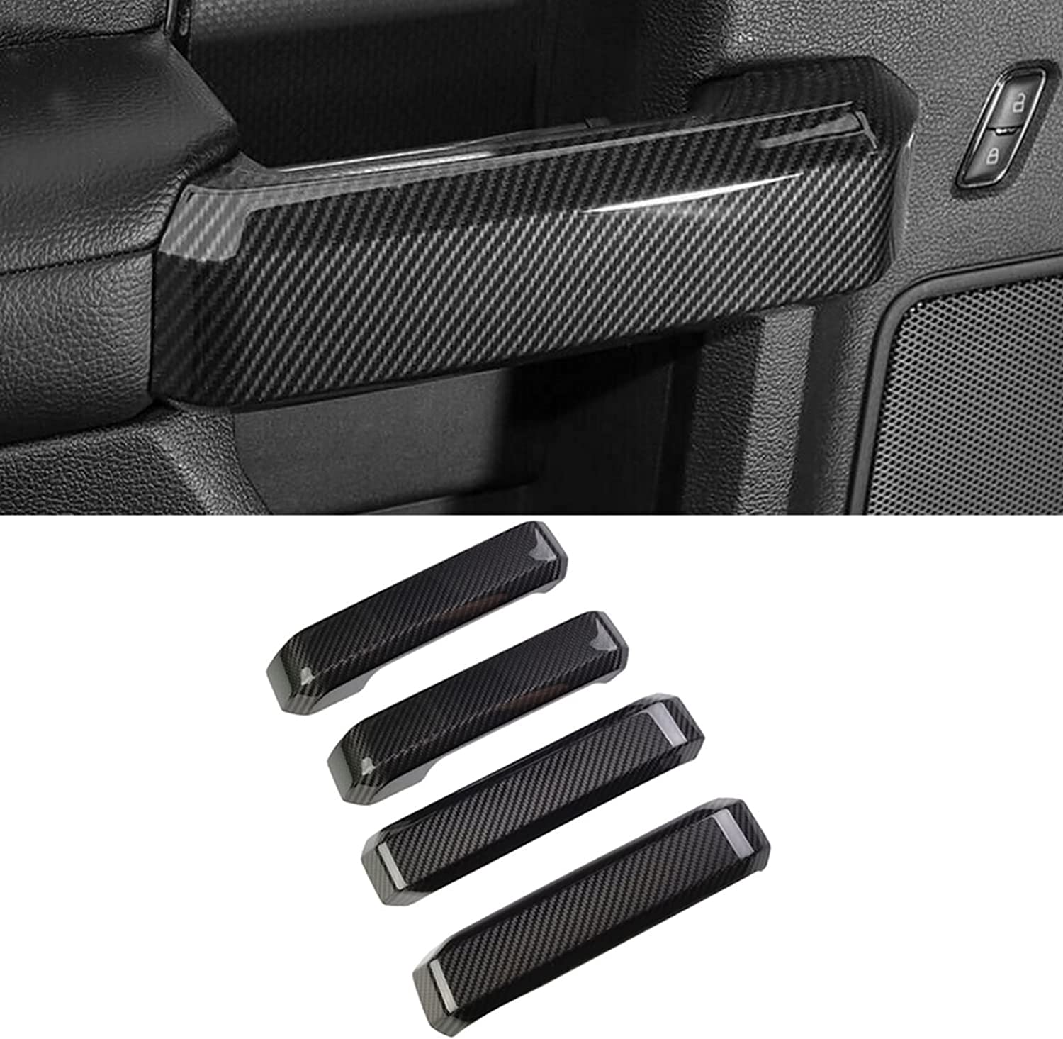 F-150 ABS Carbon Fiber Inner Door Handles Cover Trim for F150 2015 2016 2017 2018 2019 2020 (4pcs) - Delicate Leather