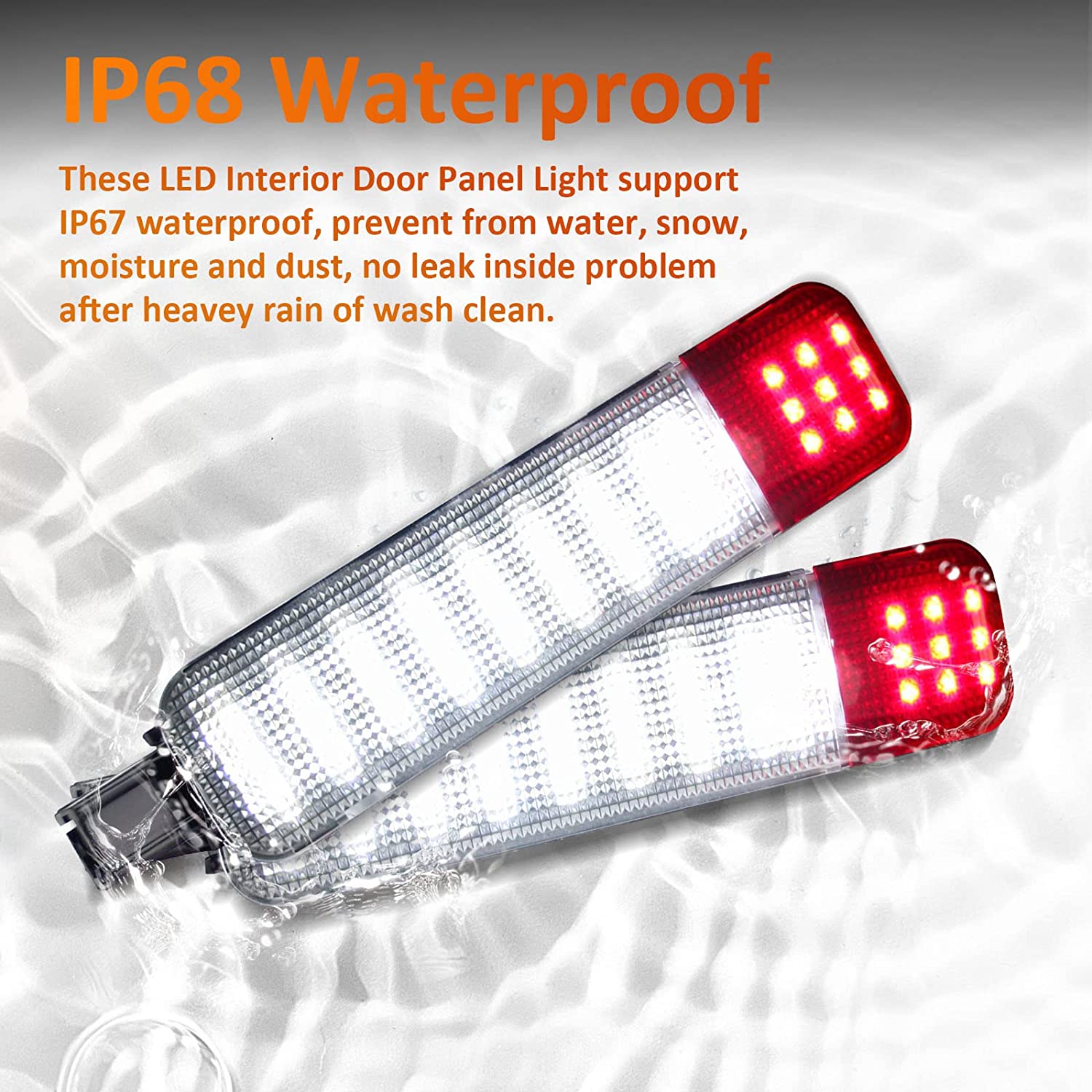 LED Interior Door Panel Light Courtesy Lamp Assembly White & Red Compatible with C/K Silverado/Sierra 1500 2500 3500 Suburban Tahoe Avalanche Yukon Escalade Hum-mer H2 - Delicate Leather