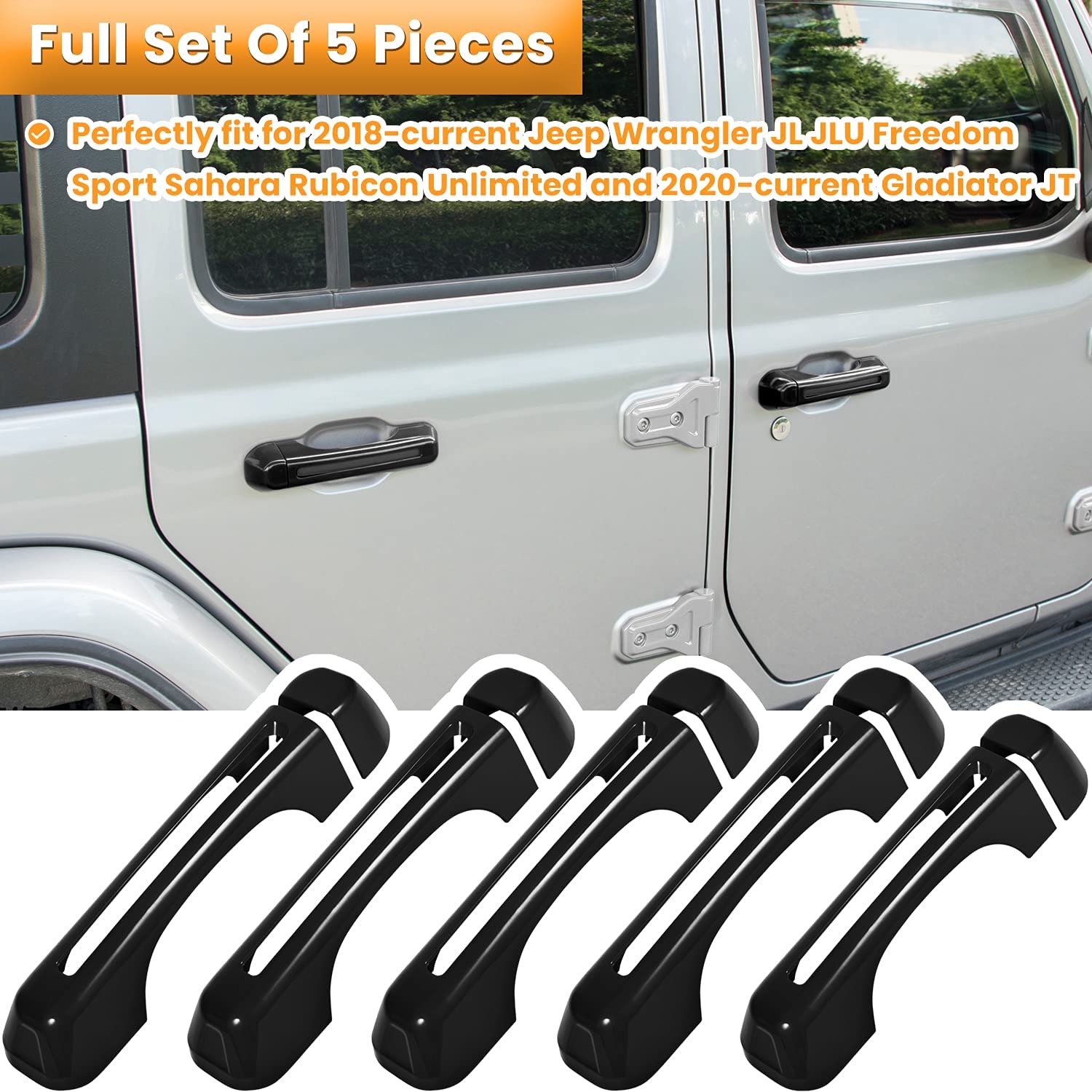 Door Handle Inserts Cover Trim+Tailgate Handle Cover for 2018-2022 Jeep Wrangler JL JLU Sports Sahara Freedom Rubicon Unlimited Gladiator JT 2-Door & 4-Door Exterior Accessories - Delicate Leather