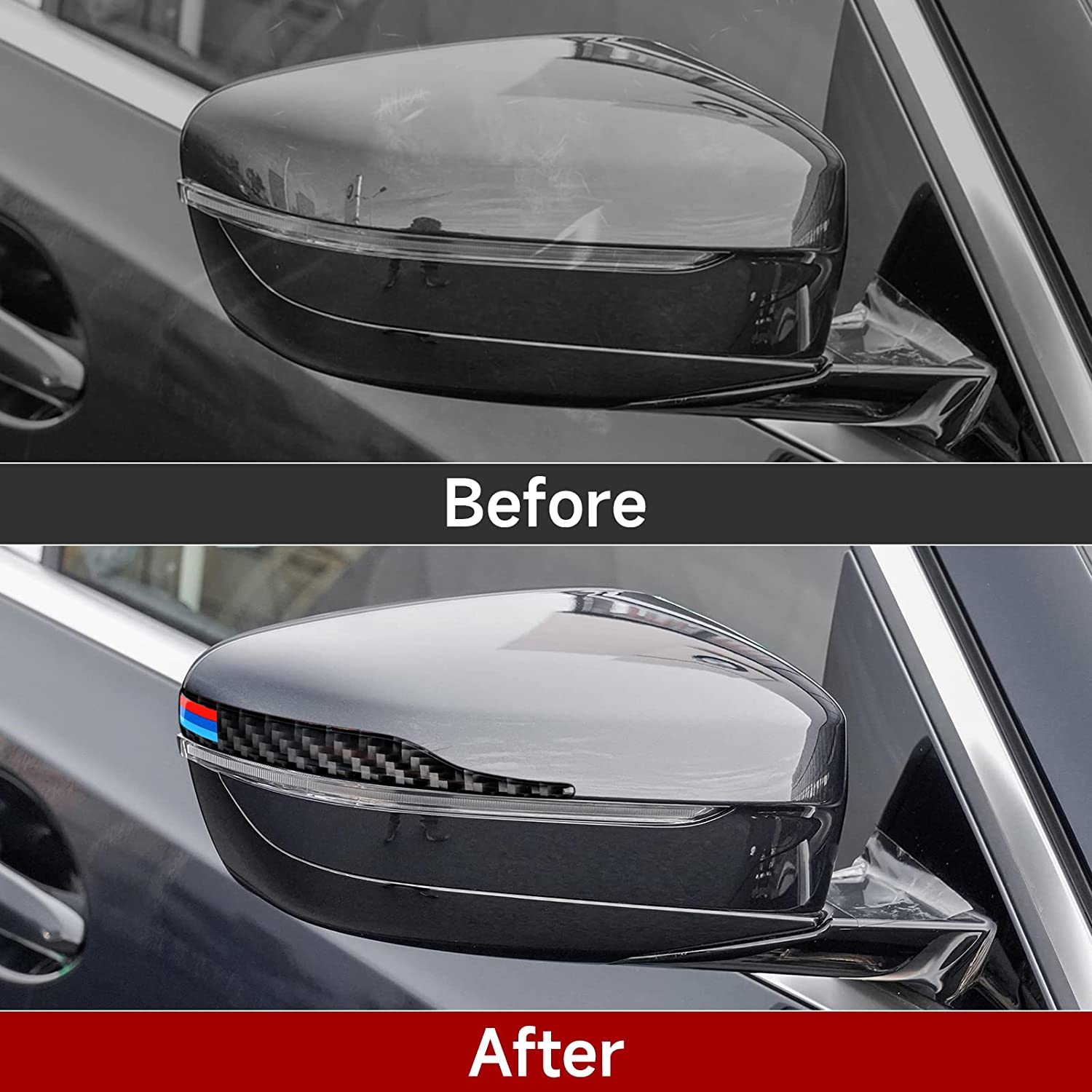 2PCS Universal Rearview Mirror Protector Sticker Anti Collision Strips Carbon Fiber Decal Trim Compatible with BMW 1 2 3 4 5 6 7 Series X1 X2 X3 X4 X5 X6 Accessories - Delicate Leather