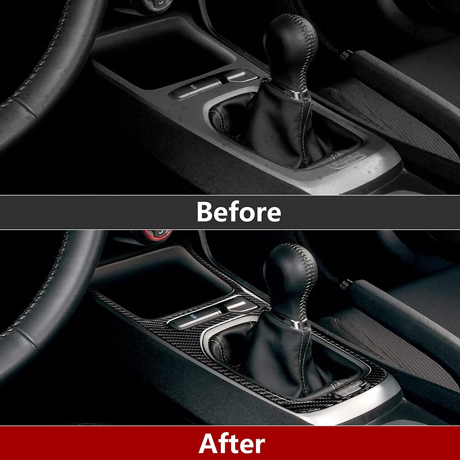 Car Gear Shift Panel Sticker Decal Carbon Fiber Interior Trim Cover Compatible with Chevrolet Camaro 2010 2011 2012 2013 2014 2015 Car Decoration Accessories - Delicate Leather